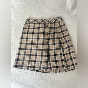 H&M PLAID BUTTON UP MINI SKIRT
